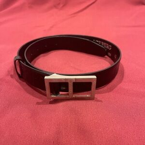 Iceberg Vintage Black Leather Belt with Metallic Buckle